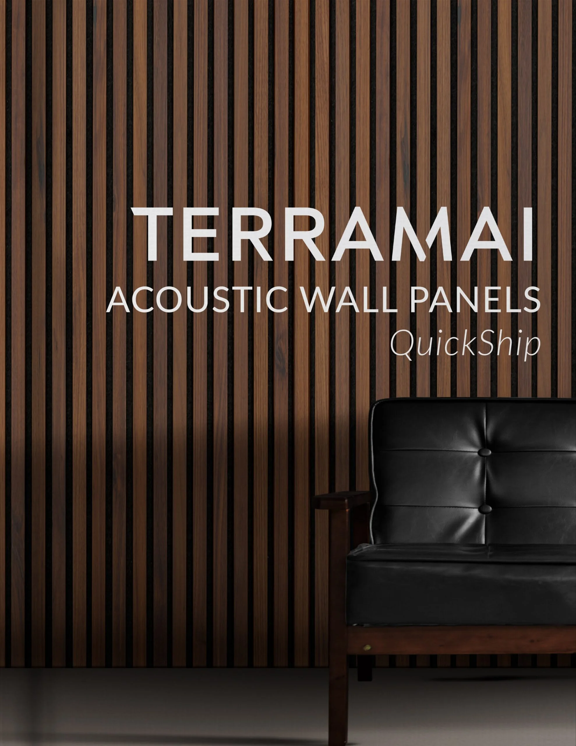 Wooden wall panels with black chair