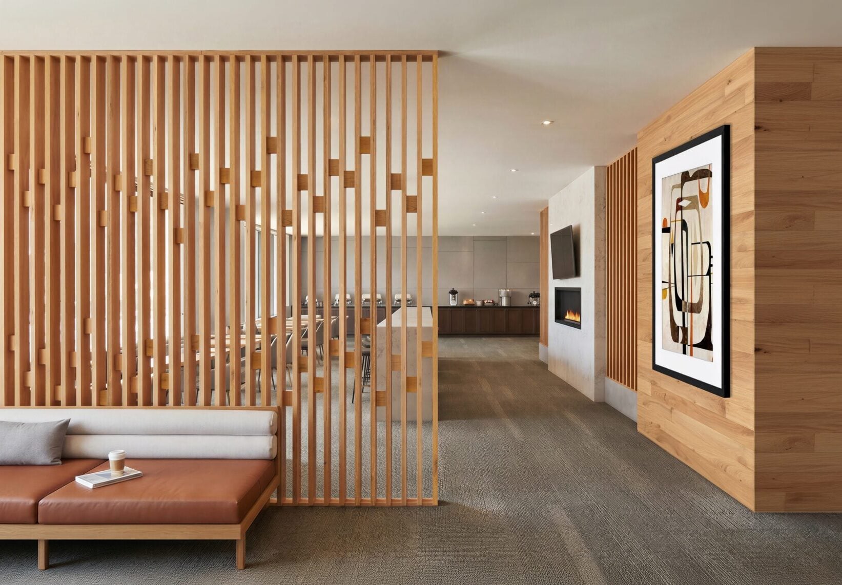 OpenSpan_Divide_rendering Modern interior with wooden accents