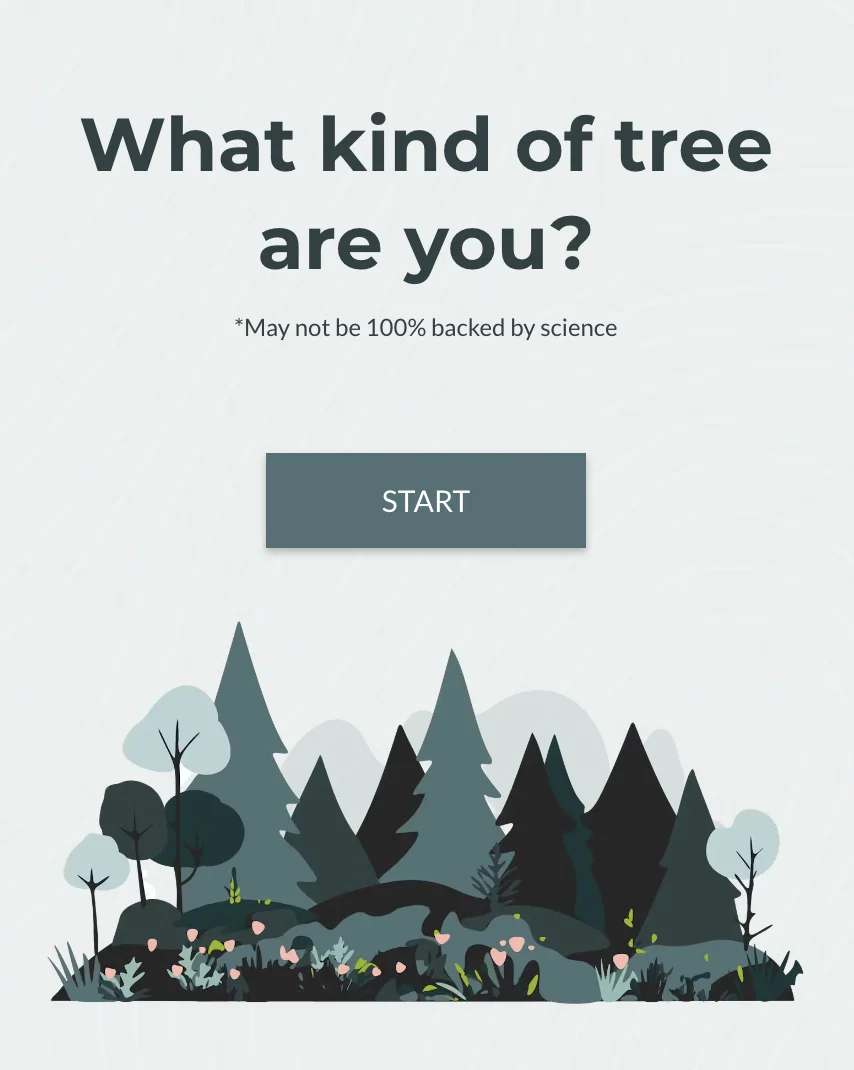 Tree personality quiz invitation screen