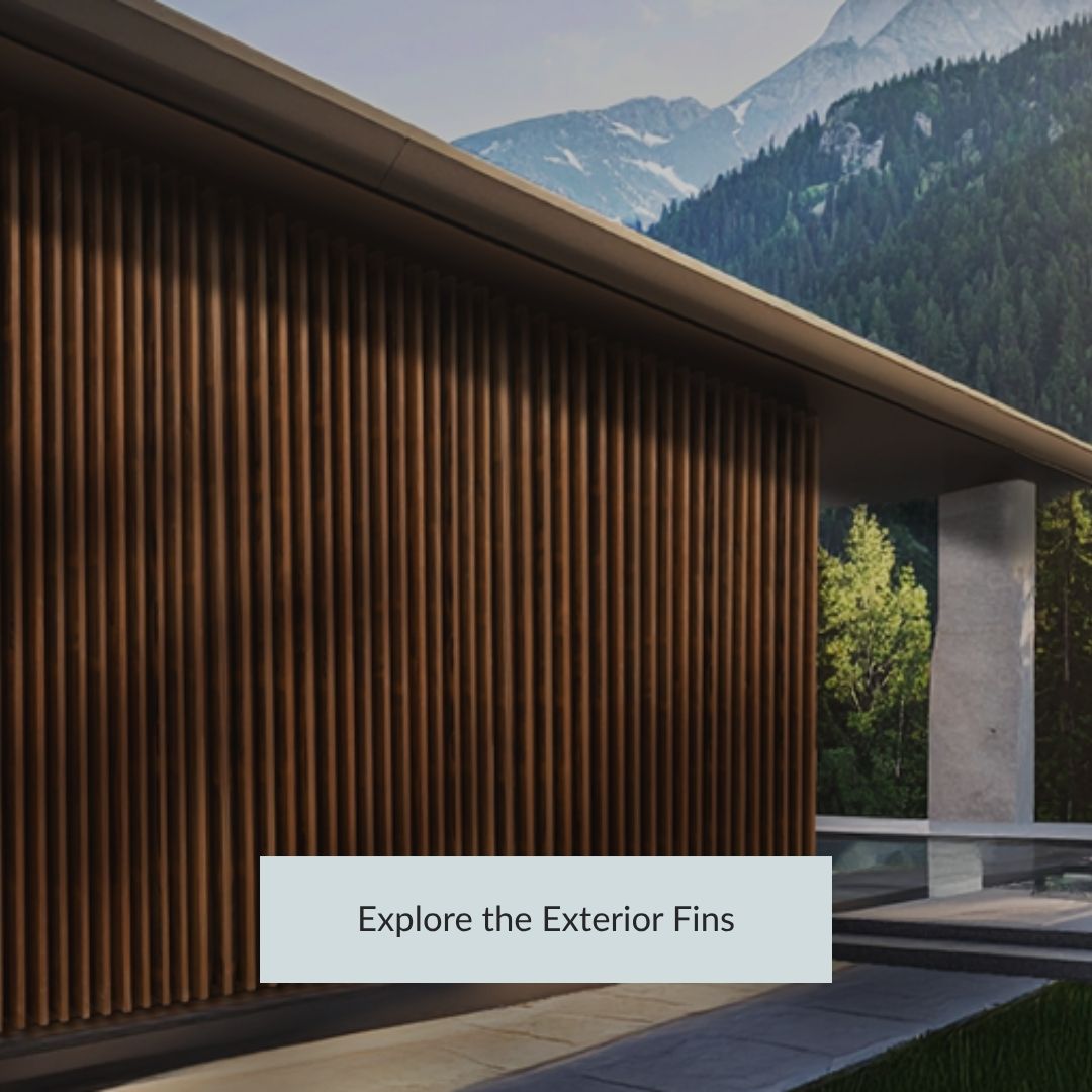 Modern architecture with wooden fins
