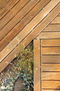 Durable sustainable wood decking, perfect for eco-friendly outdoor environments.