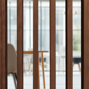Wooden slats in modern office space