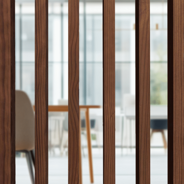 Wooden slats in modern office space